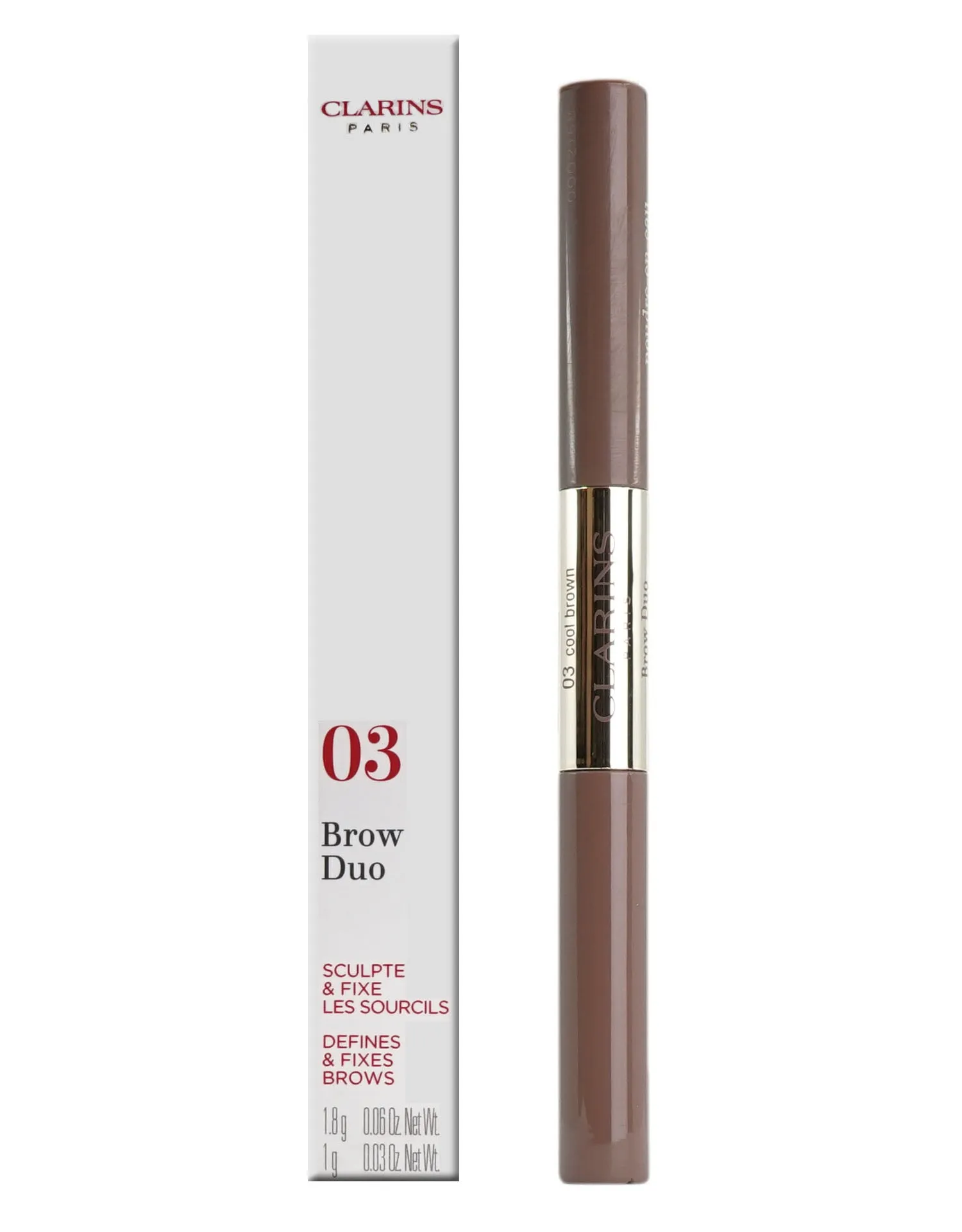 Clarins Brow DUO Defines & Fixes 03 Cool Brown 0.03 OZ