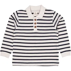 Copenhagen Colors Navy/Cream Stripe Striped Pique Polo