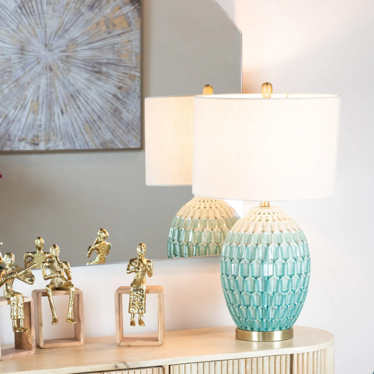 Gemma Ceramic Table Lamp Aqua