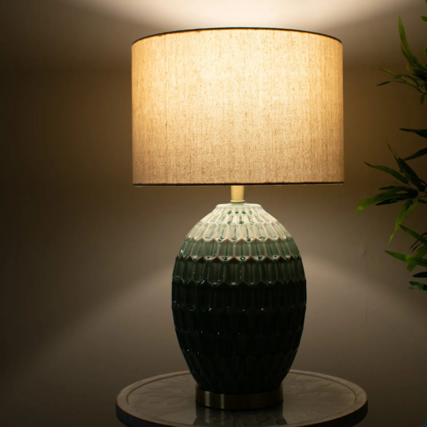 Gemma Ceramic Table Lamp Aqua