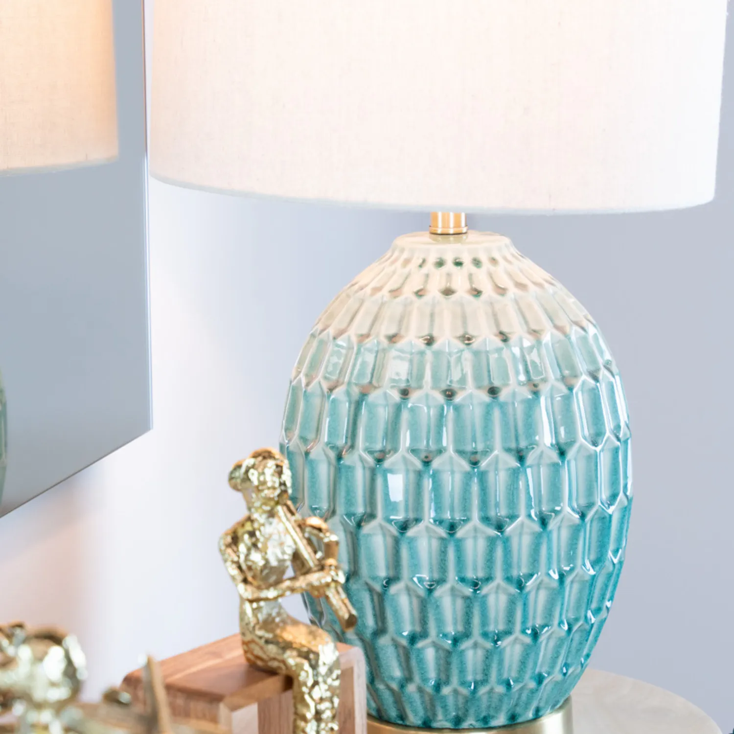 Gemma Ceramic Table Lamp Aqua