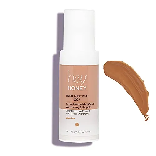 Hey Honey, Trick and Treat CC² Cream Deep Tan,Shortcut step for coverage and a complete active moisturizing benefits with anti-aging skincare.1 oz.