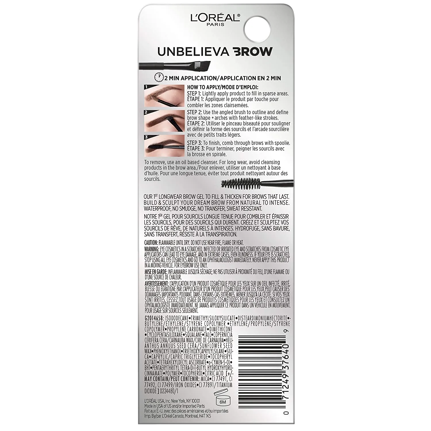 L'Oreal Paris Unbelieve-Brow Longwear Waterproof Brow Gel,