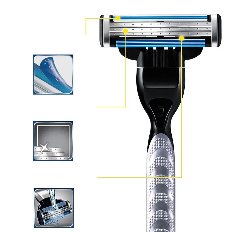 Men's Manual Three Wind Speed 3 Razor Blade Shaver