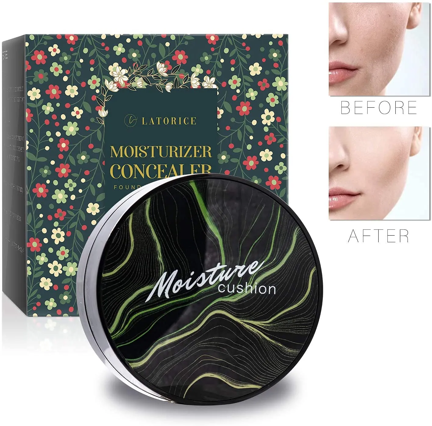 Mushroom Head Foundation,Air Cushion CC Cream BB Cream, Moisturizing Concealer, Bright Makeup Base Long Lasting with Mushroom Makeup Sponge, Easy to Apply, Package may vary